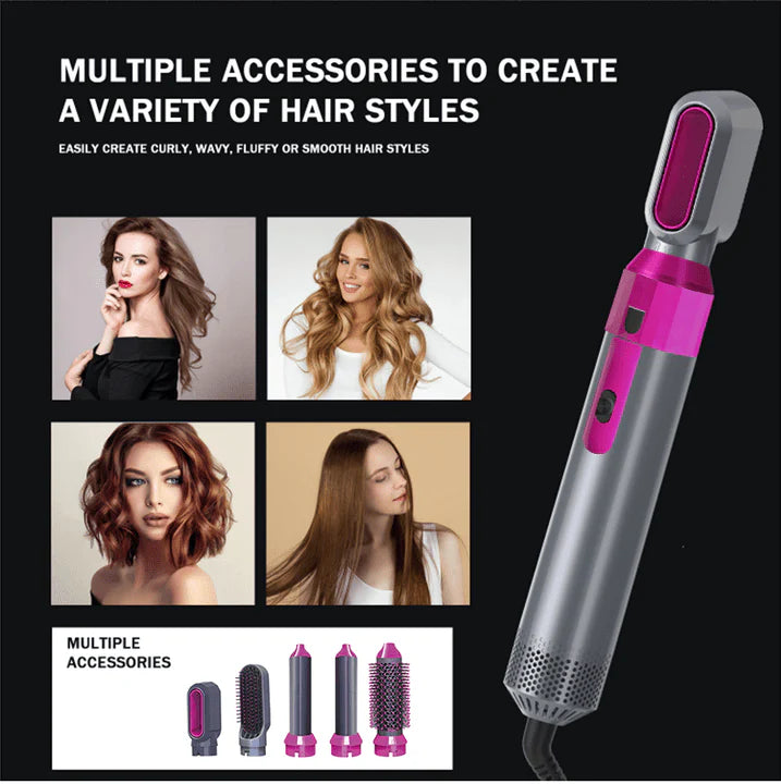 5-in-1 Hot Air Brush, Hair dryer and curler set